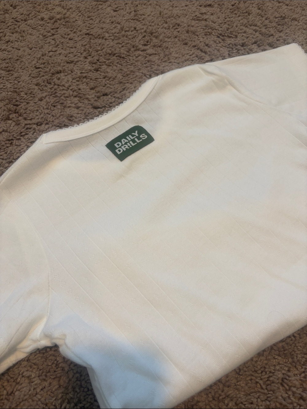 Daily Drills Pointelle Tee Classic White Short-Sleeve Tee with Bow Accent XS S